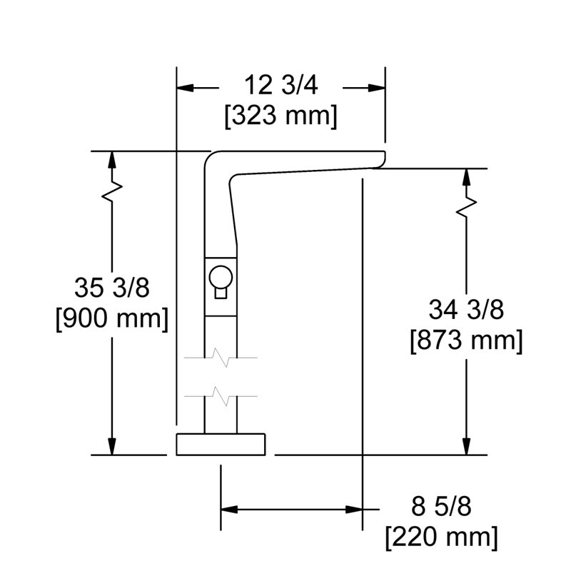 Parabola Single Hole Floor Mount Tub Filler Trim, Chrome