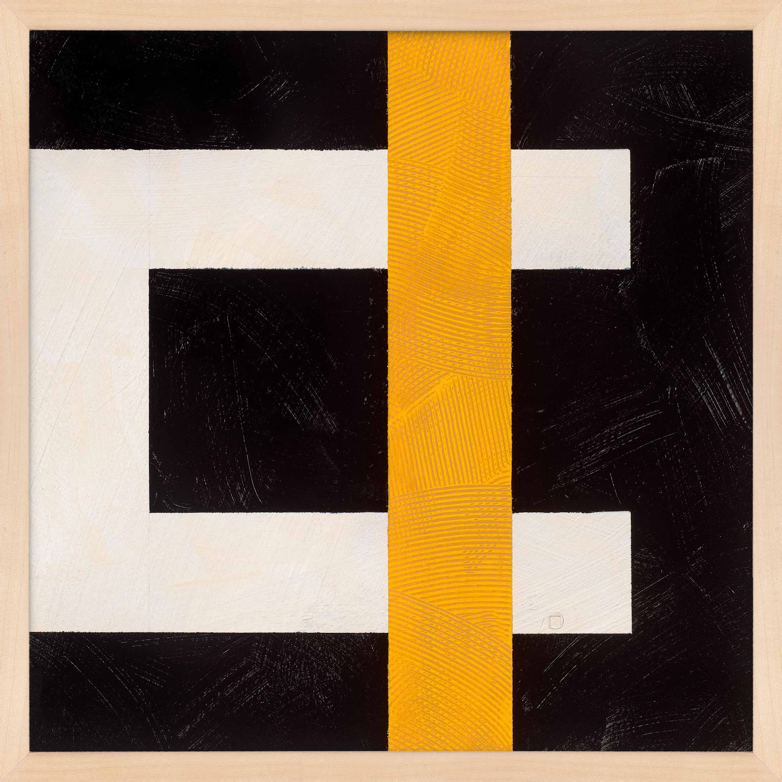Composition with Yellow 3 Print, 30" H x 30" W x 1.25" D, Maple Framed Paper