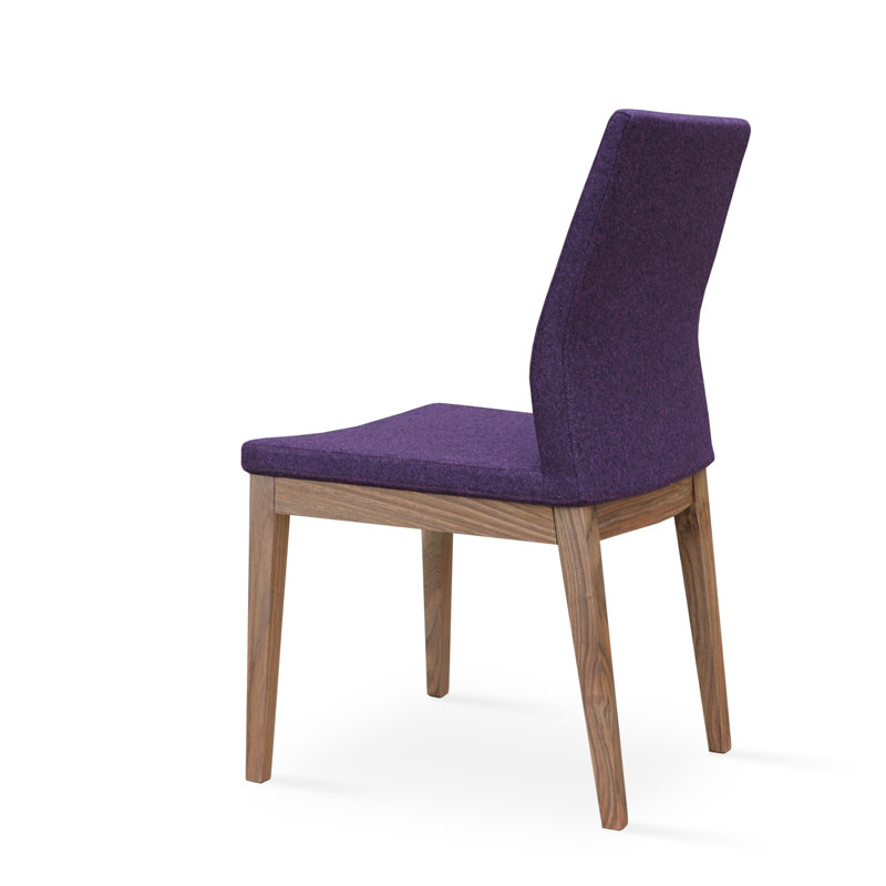 Pasha Wood Dining Chair in Wool, Walnut, Silver