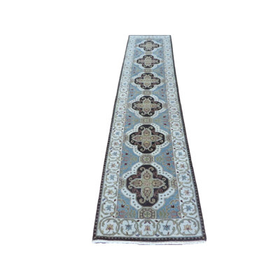 Natiana One-of-a-Kind 2'6" X 11'10" Wool Area Rug in Light Blue