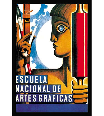 Escuela nacional de artes graficas affiche rétro