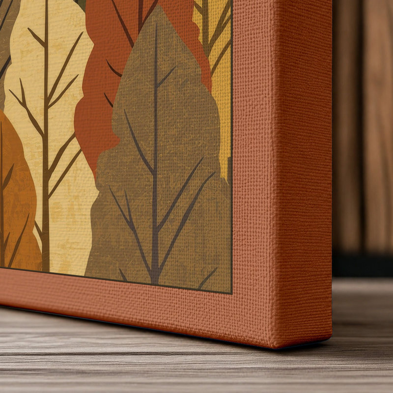 Autumn Leaf Pattern Botanical - Wrapped Canvas, 36x24 - 91.4 x 61.0 cm, Terracotta Border