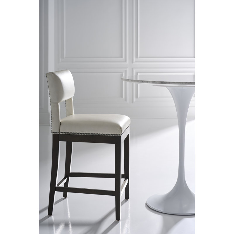 Arie Upholstered Stool with Solid Wood Frame, Espresso, 1181 Pearl, Counter Stool (23.5" Seat Height)