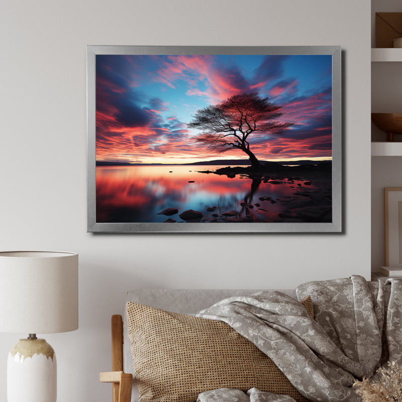 Symphonie bleue et bleue sur toile, H 34 po x l 44 po x P 1,5 po, Cadre simple argenté