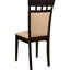 5 salles à manger avec table en placage de 59 pouces et quatre chaises rembourrées en microfibre brun clair pour un rassemblement décontracté