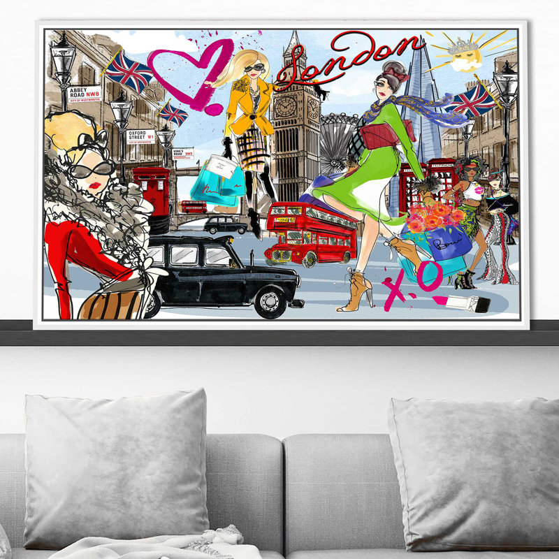 Take Me To London (Horizontal) par By Jodi - impression, Cadre flottant blanc, H 27,5 po x l 43,5 po x P 2 po