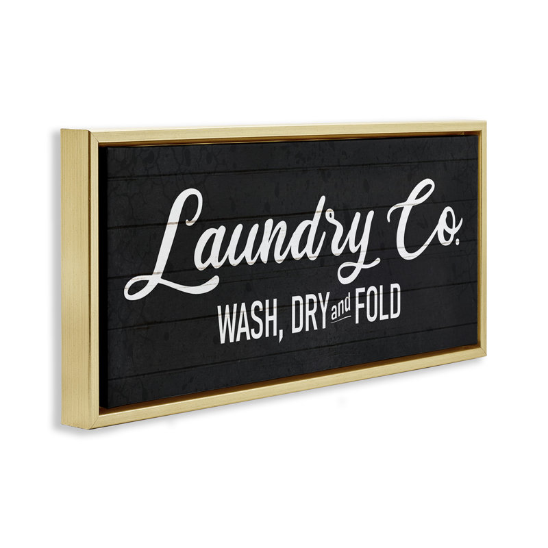 Enseigne Rustic Laundry, Cadre flottant métallique doré, H 14 po x l 31 po