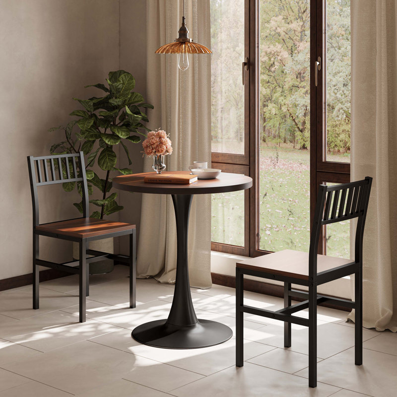 Ensemble de table de salle à manger 3 pièces, petite table de cuisine de style industriel et chaises pour 2, Noyer