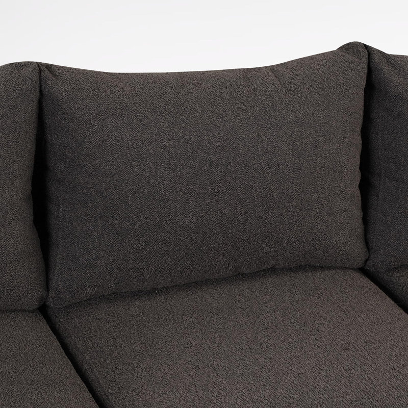 Jimeto Upholstered Sectional Right Hand Facing, Black Brown 100% Linen