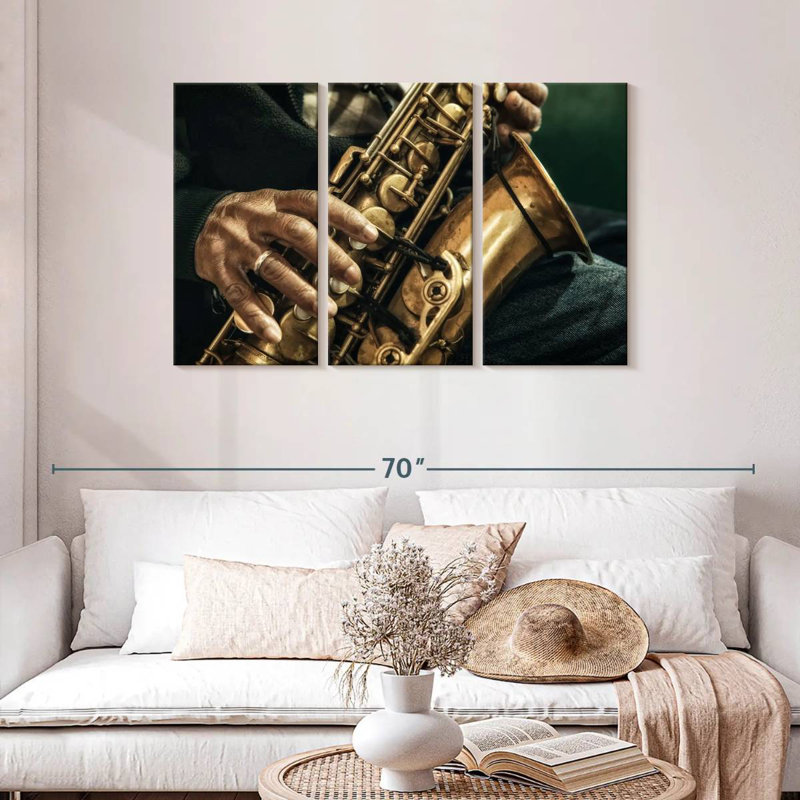 Vieux saxophoniste Abarca, H 28 po x l 45 po