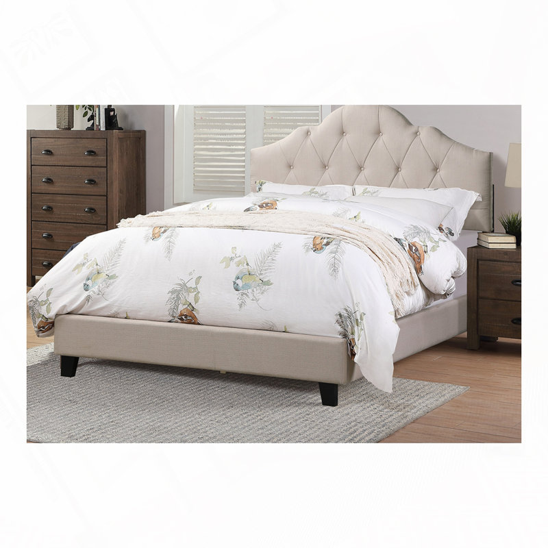 Angeleigh Upholstered Platform Bed, Light Brown, Full