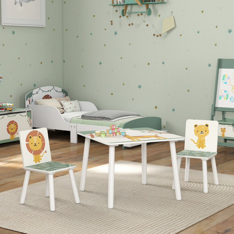 Kids 3 Piece Square Play Or Activity Table and Chair Set