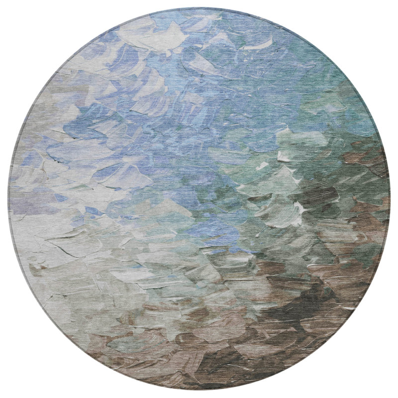 Tapis intérieur / extérieur bleu Braearis, 8 pi x 8 pi