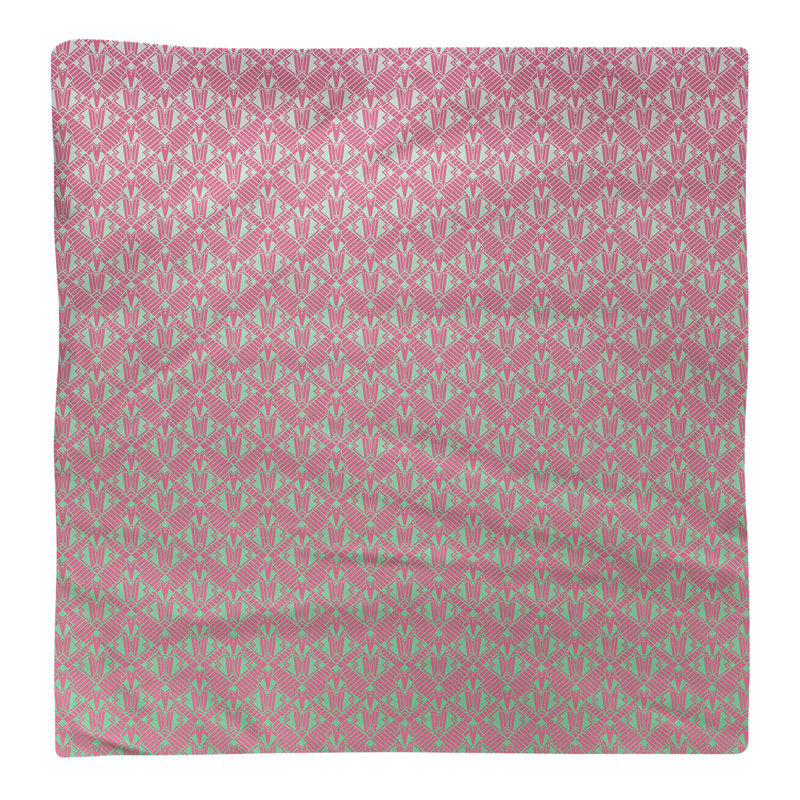 Serviette de coton art déco classic, Rose / Vert, H 0,1 po x l 22 po x P 22 po, Sergé de coton