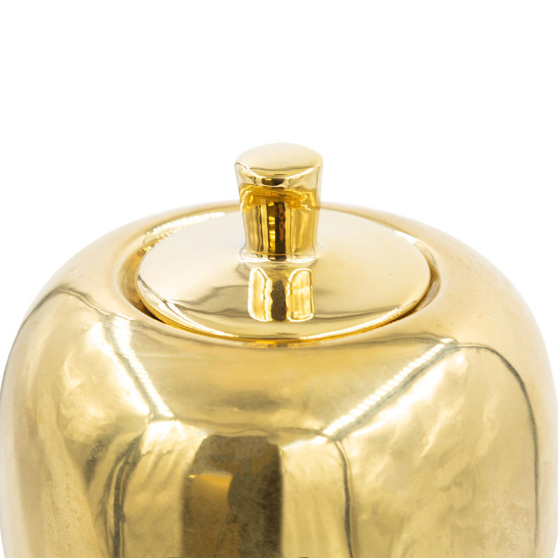 Buddleia Textured Ginger Jar for Living Room Furniture, Modern Home Decor Accent Piece in Black and Gold