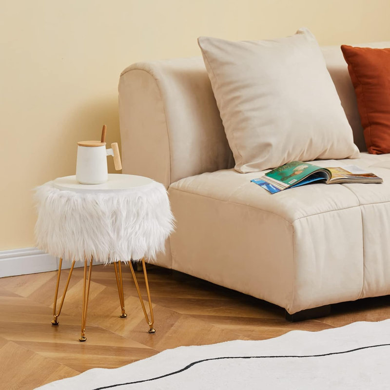 Velvet Ottoman, White