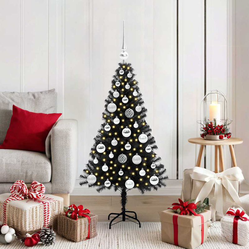 Christmas Tree with 150 LEDs with Stand PVC, Silver, 3.94' H
