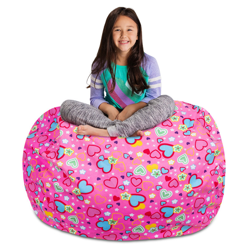 Kids Bean Bag Chair Cover - Stuffed Animal Storage & Toy Organizer with Zipper - Plush Storage Kids Bean Bag Cover only for Toddlers and Children's Rooms - Organizes Pillows, Blankets, and Stuffies - Multiple Colors, Sizes, and Fabrics