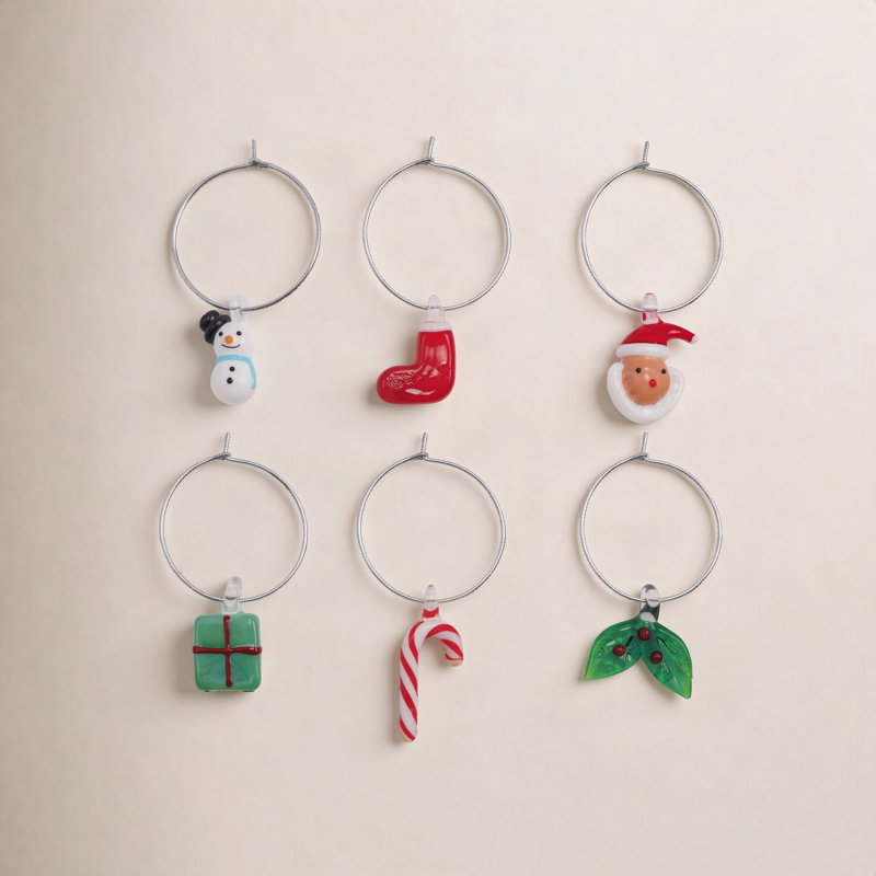 6 breloques en verre soufflé Holiday Icon