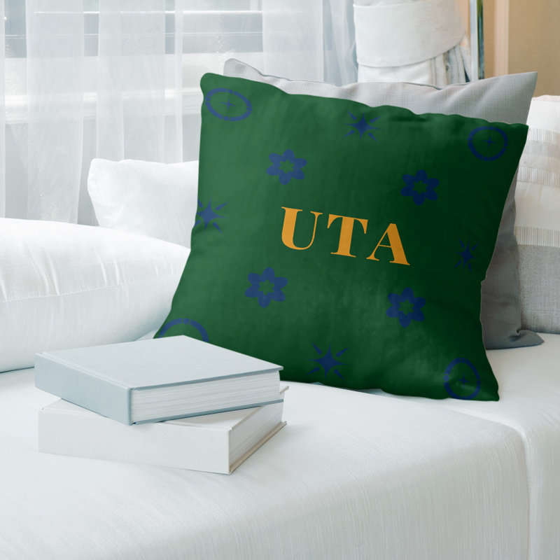 Coussin en coton Utah, Utah bleu marine / vert / or, 18 pouces x 18 pouces