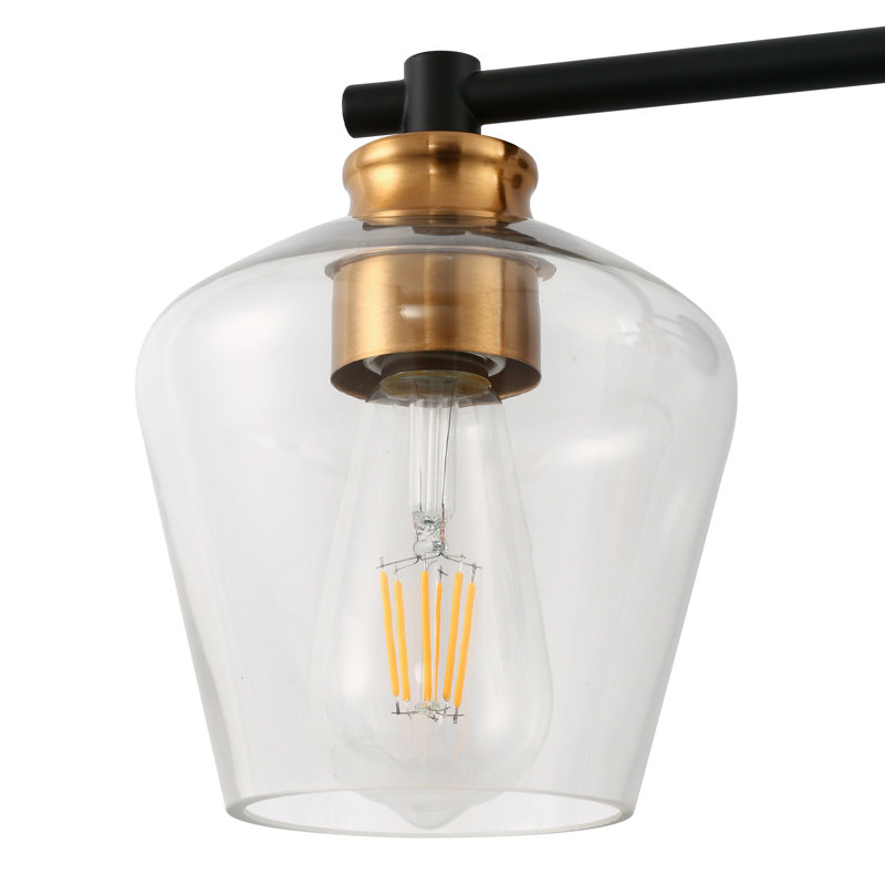 Sophisticated 3-Light Modern Vanity Fixture, Matte Black/Gold