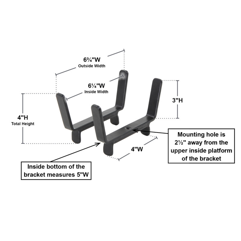 Black Steel 6-Inch Flower Box Rail Bracket for 2x4 Railings