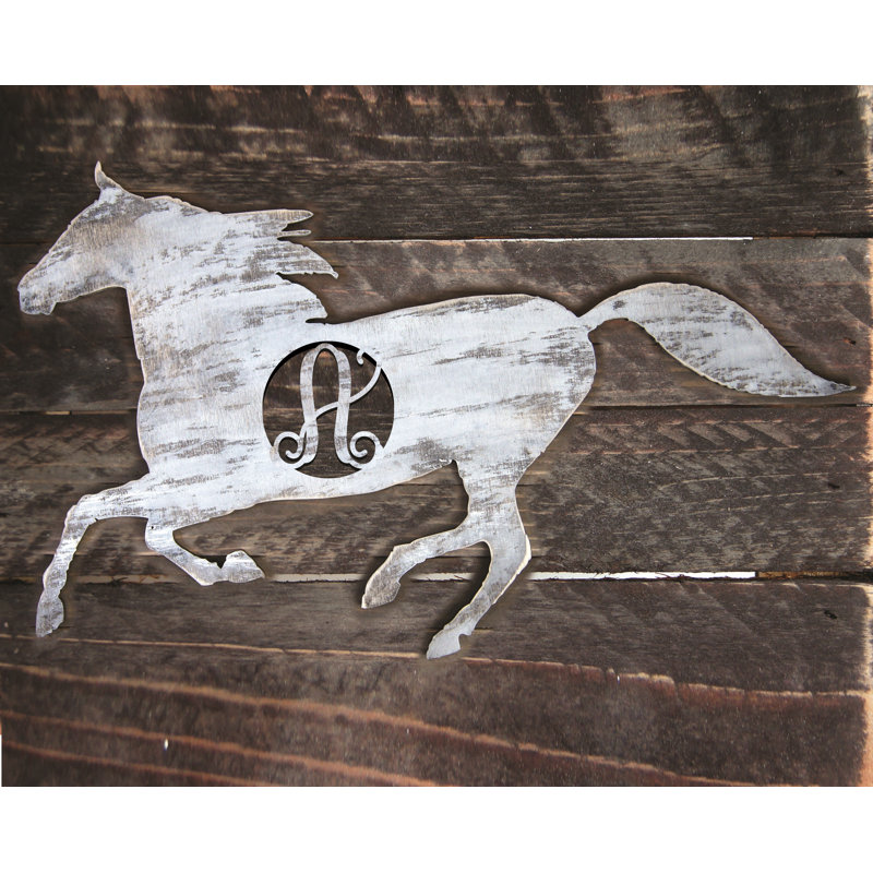 Décoration murale de forme simple lettre cheval rustique, W