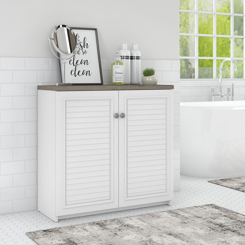 Waelder 3 - Shelf Storage Cabinet, Pure white
