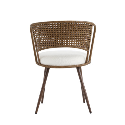 Chaises de salle à manger en osier - ensemble de 4 pièces - Chaise de cuisine à dossier canne rembourré avec coussin éponge, chaise de salle à manger à oreilles avec pieds en métal