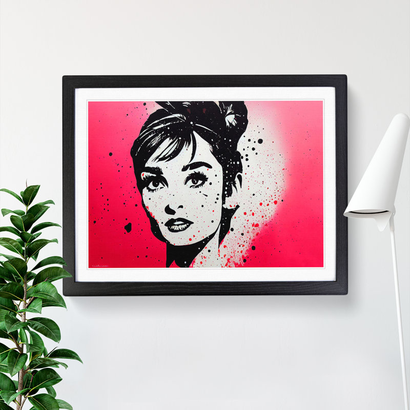XH1022-10300X Woman Splashed - Single Picture Frame Print, 46cm H x 64cm W x 2cm D, Black Framed