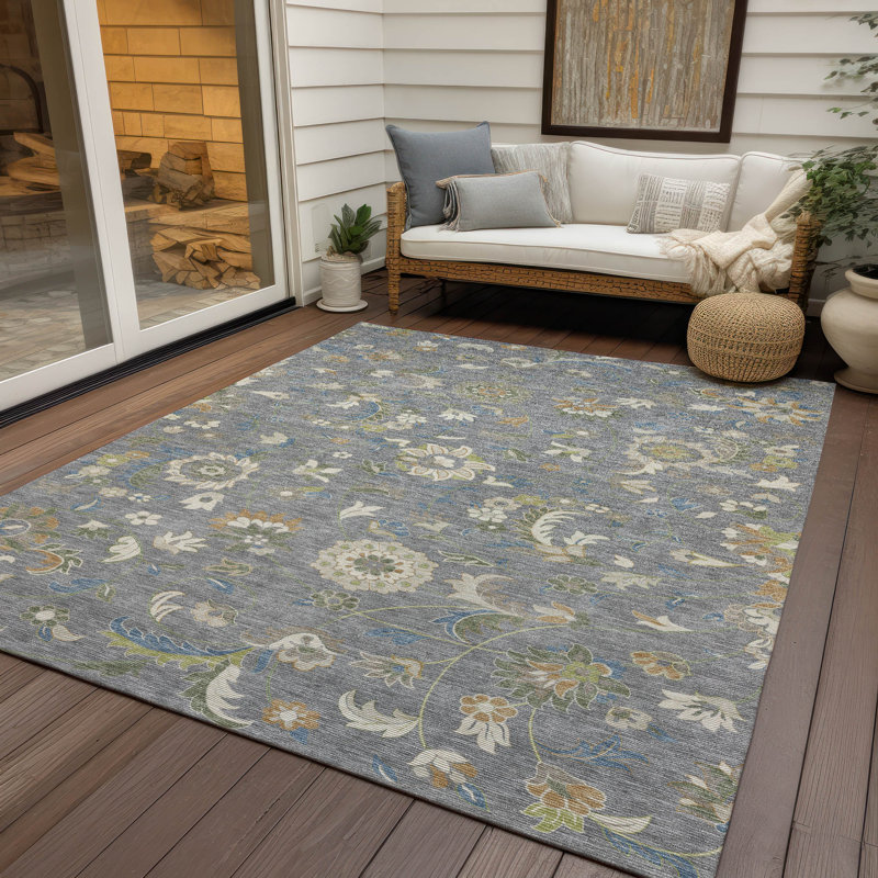 Tapis intérieur / extérieur gris Aveline , 2 pi 6 po x 3 pi 10 po