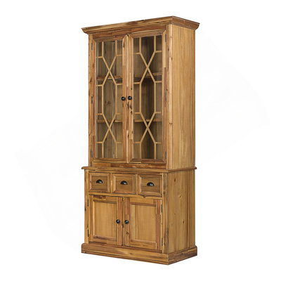 Durable Farmhouse Style Cabinet With Ample Storage And Glass Doors, Perfect For Organized Living And Rustic Charm.
