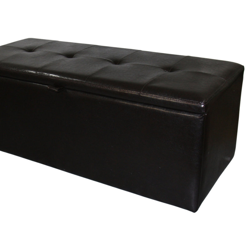 Luxurious Leather Upholstered Storage Bench, A Stylish And Functional Addition To Any Room.