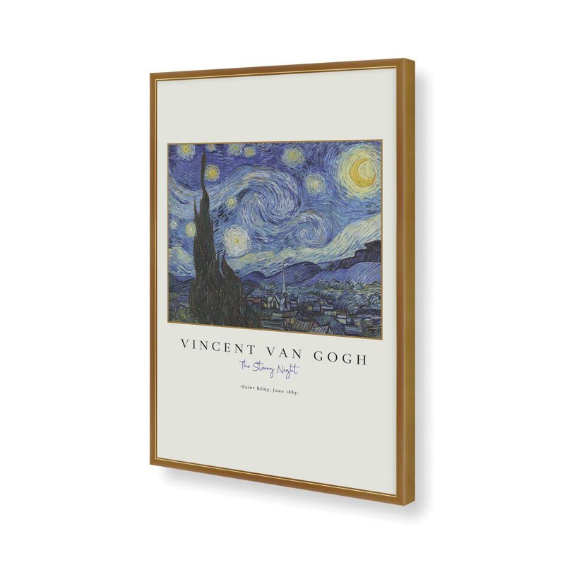 Impression de Van Gogh The Starry Night, Reproduction encadrée sans passe-partout 1, Or poli, H 17,25 po x l 13,25 po