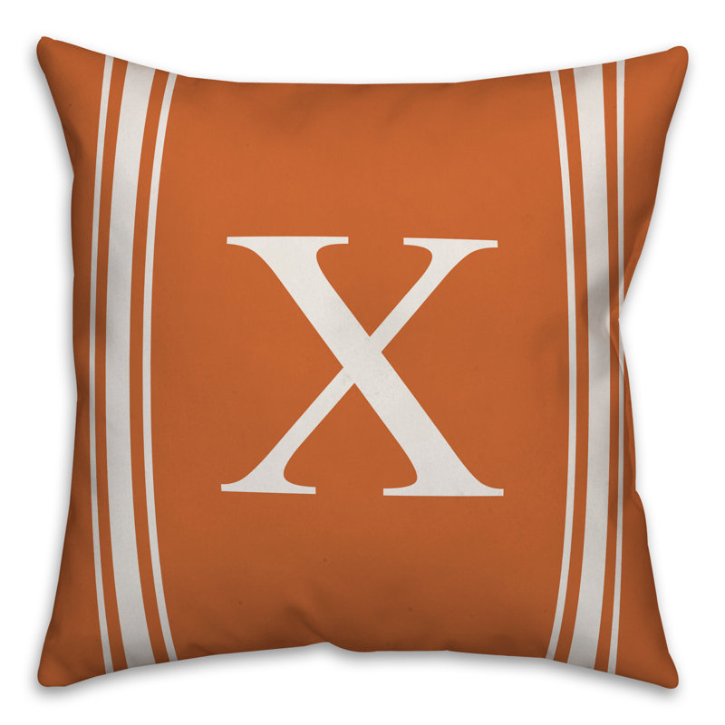 Striped Throw Pillow, X, Orange