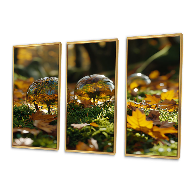 Dimatteo - Ensemble d'art mural paysage abstrait, Cadre flottant doré, H 40 po x l 60 po x P 1 po