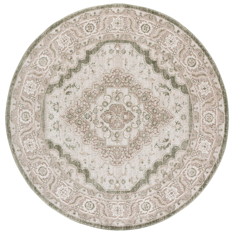 Lunara Power Loom Polyester; Jute/Sisal; Polypropylene Plastic Oriental Indoor Rug, 6'-7" x 6'-7" Round
