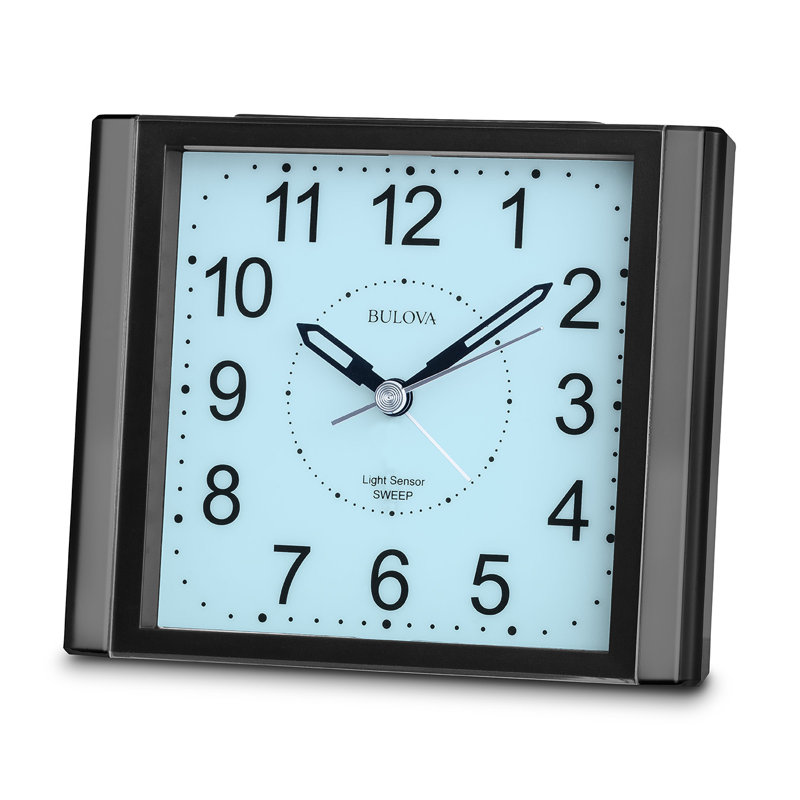 Moonbeam Modern & Contemporary Analog Quartz Movement / Crystal Tabletop Clock with Alarm in Black/Gun Metal