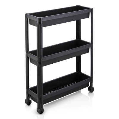 3-Tier Slim Rolling Storage Cart 2-Pack with Wheels, Detachable Design for Kitchen Black