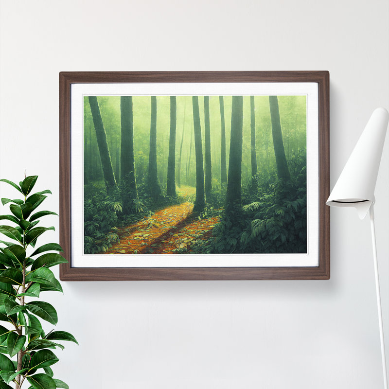 Stimulating Summer Forest - Framed Print, 25cm H x 34cm W x 2cm D, Walnut Framed