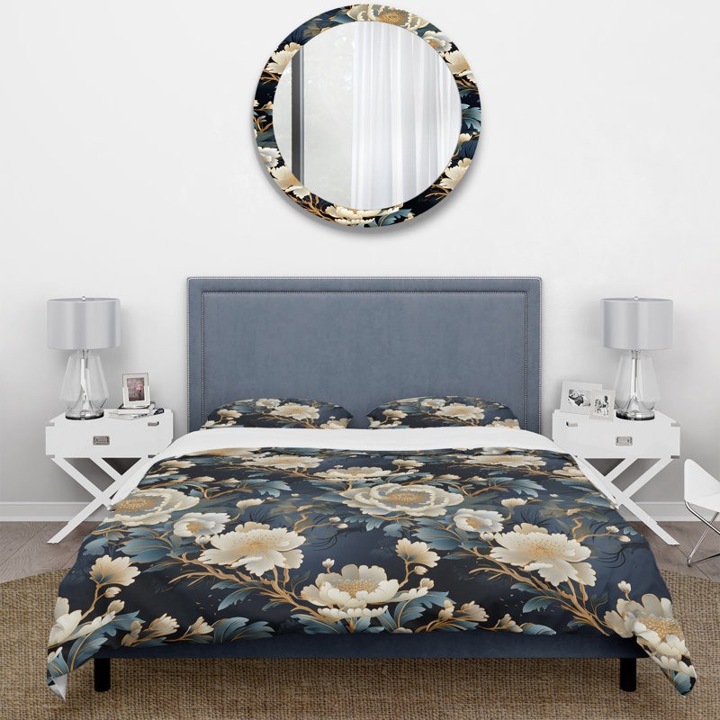 Imperial Opulence - Ensemble de housse de couette à motif floral oriental - Microfibre de polyester