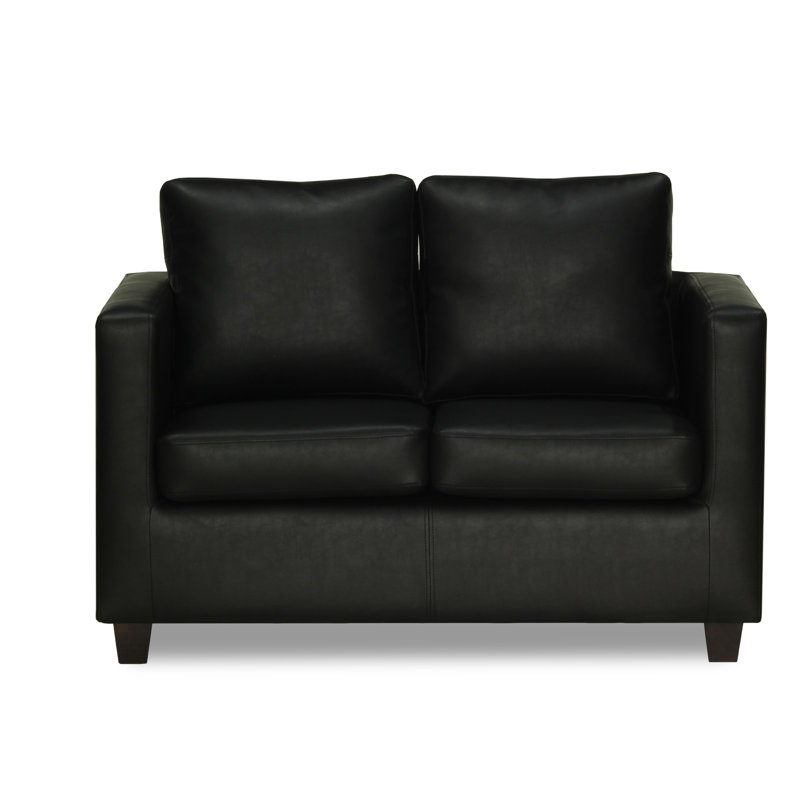 Mercersburg 2 Seater Faux Leather Loveseat, Black