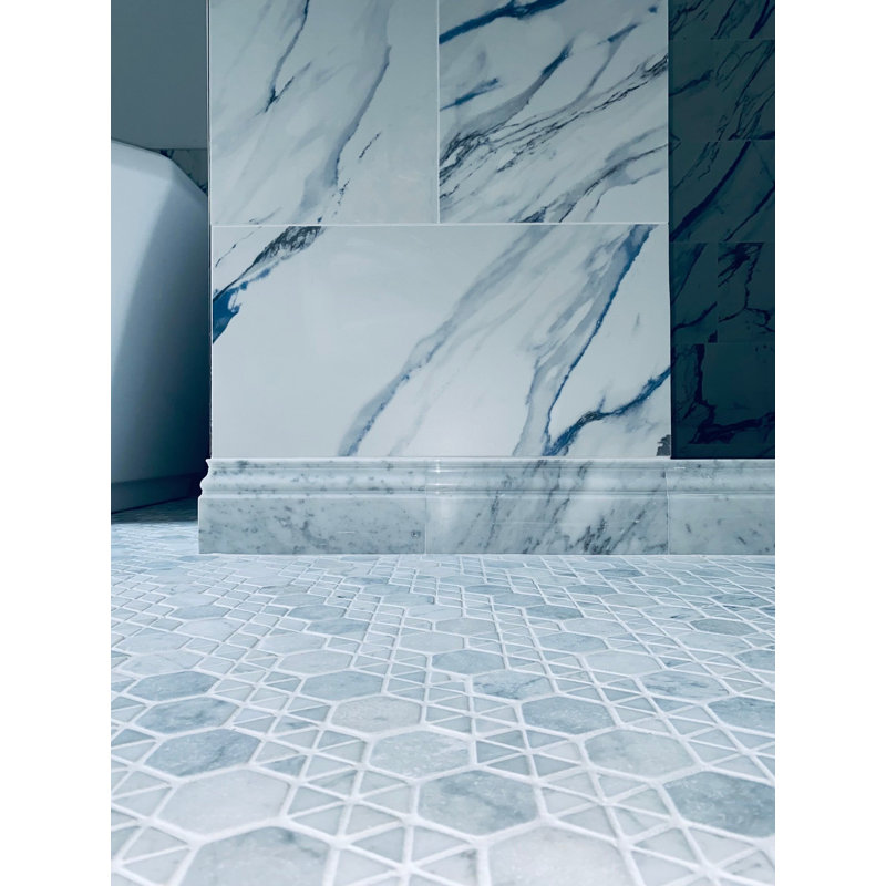 Aspekt Hex Matte White Carrara Mosaic