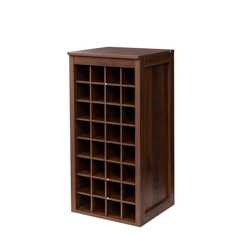 32 Modular Buffet Cabinet In Dark Brown Walnut - Wine Enthusiast's Choice For 32 Bottles Storage Unit