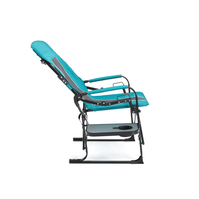 Heavy Duty Folding Camping Chair With Side Table - Blue For Backpacking, Beach, Lawn Portable Sport Games, Garden