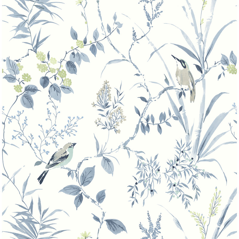 Papier peint botanique Imperial Garden Blueberry, Bleu