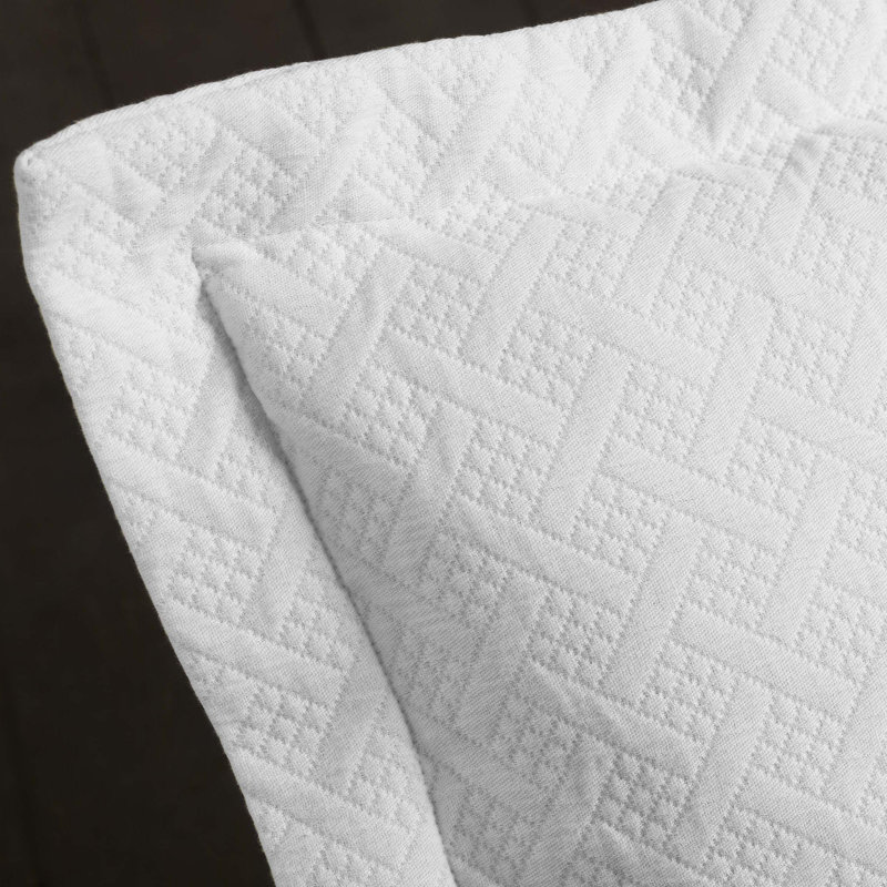 The Blue Nile Mills Basketweave Cotton Matelasse Bedspread And Pillow Sham Set, Full Bedspread + 2 Standard Shams, White