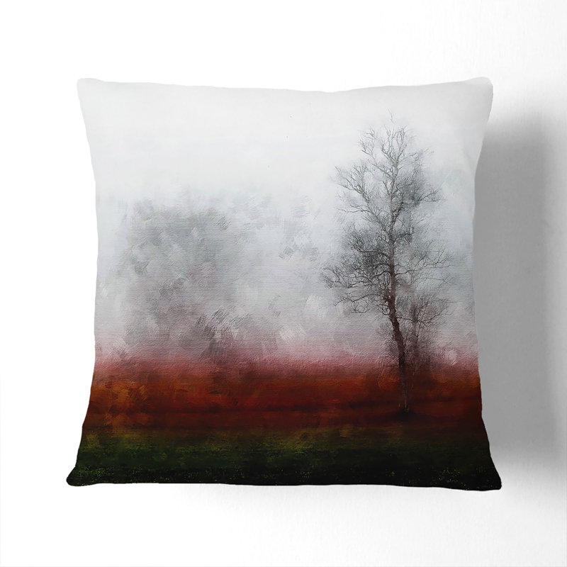 Tree Fog in Switzerland Cushion with Filling, 40cm H x 40cm W x 15cm D, Stone