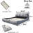 King Platform Bed With Soft And Solid Wood Slats, Grey Size Upholstery Wooden Frame-628496801-628496802