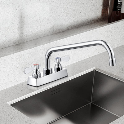Robinet de lavabo 4 pouces à fixation sur le comptoir avec bec pivotant de 8 po et deux poignées leviers rotatives à 90 °